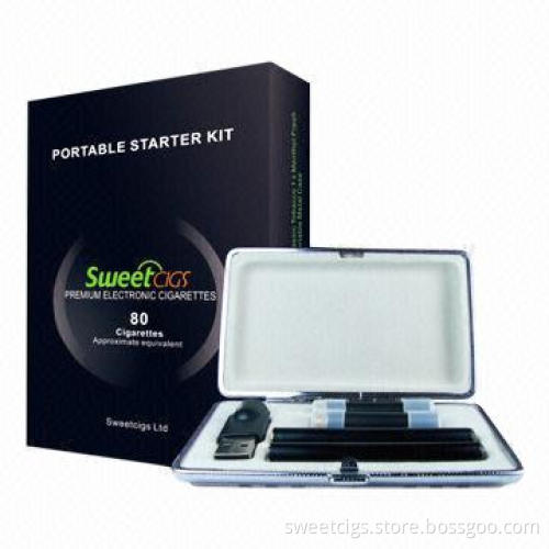 Eco-cigarette Starter Kits with 2 x Batteries/2 x Cartomizers/1 x USB Charger, Metal Case Pack